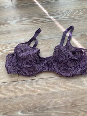 Natori Front Hook Lace Underwire Bra in Deep Plum 34C